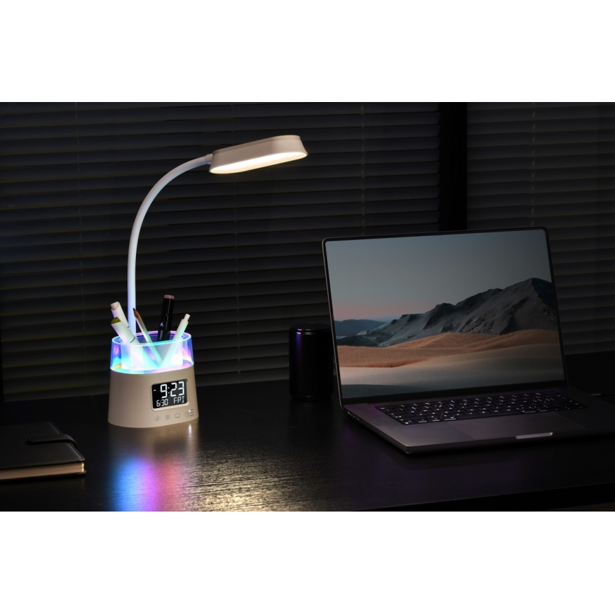 LED RGBW Ljusreglerad bordslampa med pennhållare FALCON LED/10W/5V