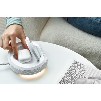 Väckarklocka med LCD display och trådlös Qi laddare 27W/9V vit