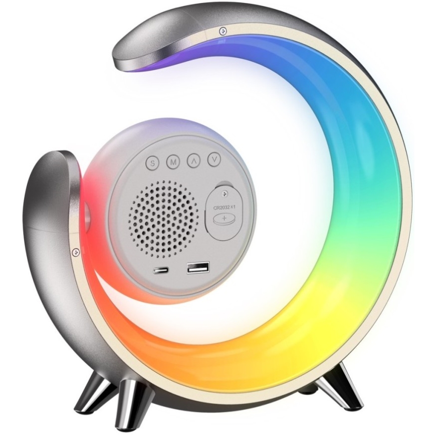 LED RGBW Dimbar nattlampa med väckarklocka LED/20W/5V USB silver