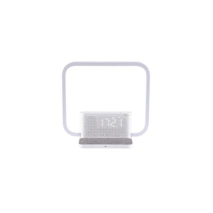 LED Dimbar nattlampa med väckarklocka och Qi laddar LED/18W/230V vit