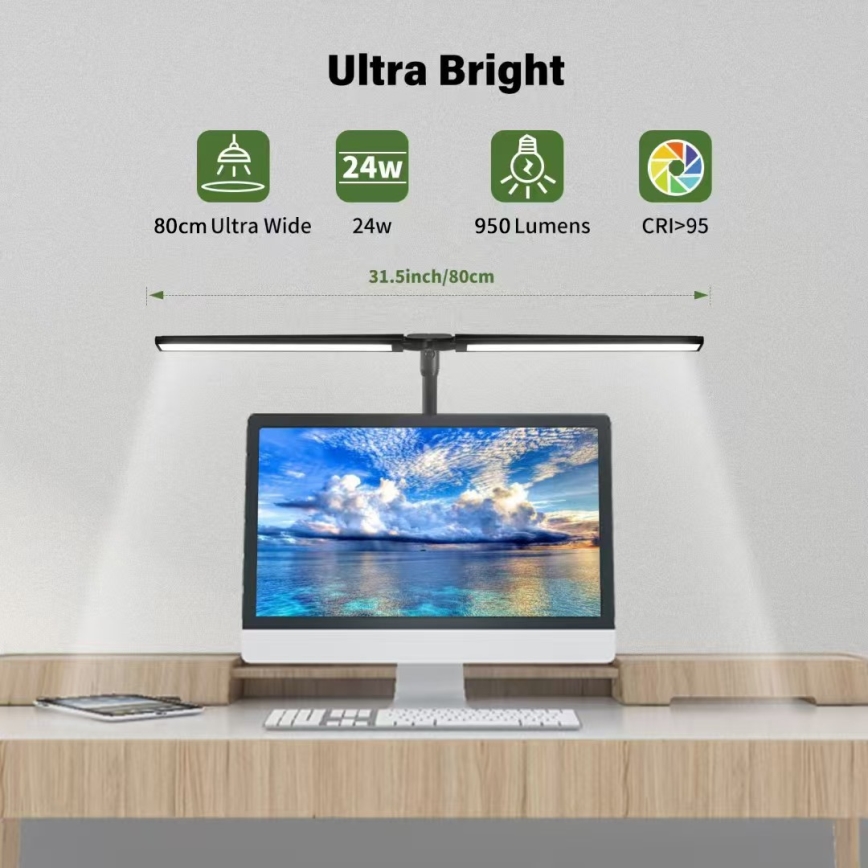 LED Flexibel ljusreglerad Monitorbelysning OFFICE LED/24W/230V 2700-6300K CRI 95