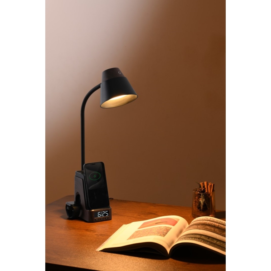 LED+CCT dimbar bordslampa med trådlös QI-laddning IDEAL LED/8W/230V 2700/4000/5000K brun