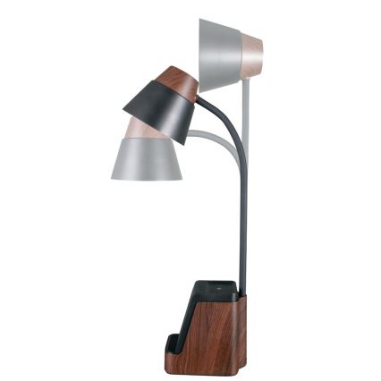 LED+CCT dimbar bordslampa med trådlös QI-laddning IDEAL LED/8W/230V 2700/4000/5000K brun