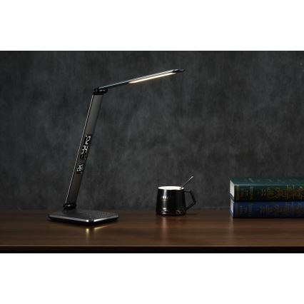 LED-dimbar bordslampa LED/8,5W/230V med trådlös laddning silverfärgad