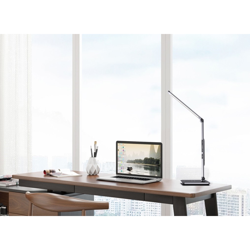 LED-dimbar bordslampa LED/8,5W/230V med trådlös laddning silverfärgad