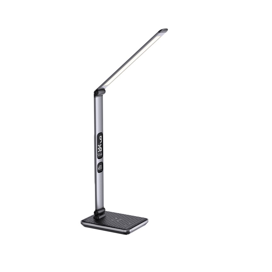 LED-dimbar bordslampa LED/8,5W/230V med trådlös laddning silverfärgad