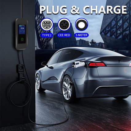 Immax - EV resladdstation för elbilar AC Type 2 32A/380V 22kW + kontakt 230V 5m Wi-Fi Tuya
