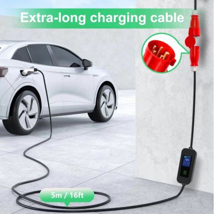 Immax - EV resladdstation för elbilar AC Type 2 32A/380V 22kW + kontakt 230V 5m Wi-Fi Tuya
