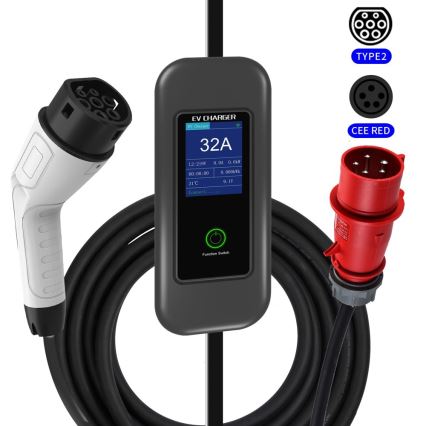Immax - EV resladdstation för elbilar AC Type 2 32A/380V 22kW + kontakt 230V 5m Wi-Fi Tuya