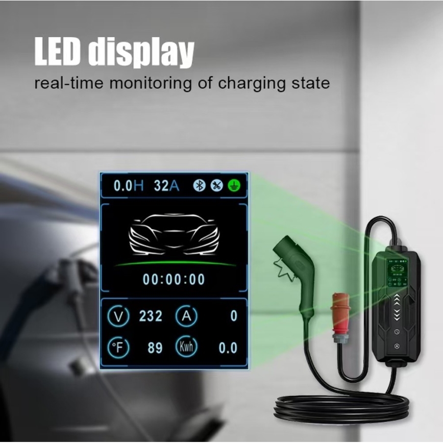 Immax - EV resladdstation för elbilar AC Typ 2 32A/380V 22kW 5m + fodral