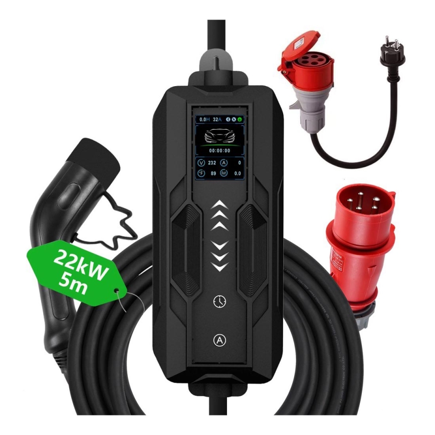 Immax - EV resladdstation för elbilar AC Typ 2 32A/380V 22kW 5m + fodral