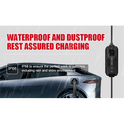 Immax - Laddstation för elbilar AC Typ 2 16A/380V 11kW + stickpropp 230V, 3,7kW 5m + fodral