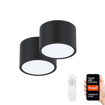 Immax Neo 07023L-15BD - Kit 2x LED Dimbar taklampa RONDATE svart 2xLED/12W/230V + fjärrkontroll Tuya