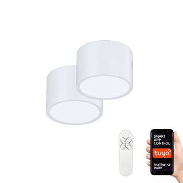 Immax Neo 07024L-15BD - Kit 2x LED Dimbar taklampa RONDATE vit 2xLED/12W/230V + fjärrkontroll Tuya
