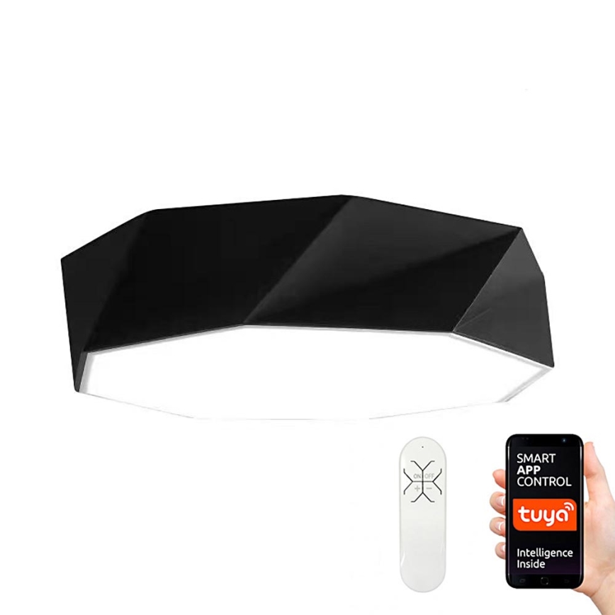 Immax NEO 07130-B80 - LED SMART Ljusreglerad taklampa svart DIAMANTE LED/60W/230V + fjärrkontroll 80cm Tuya ZigBee