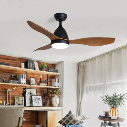 Immax NEO 07141-B - LED Takfläkt NEO LITE FRESCO LED/18W/230V Tuya Wi-Fi svart/brun + fjärrkontroll