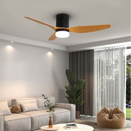 Immax NEO 07142-B - LED Takfläkt  NEO LITE VENTO LED/18W/230V Tuya Wi-Fi svart /trä  + fjärrkontroll