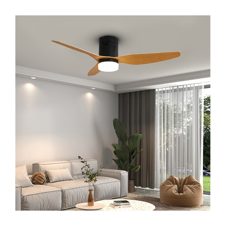 Immax NEO 07142-B - LED Takfläkt  NEO LITE VENTO LED/18W/230V Tuya Wi-Fi svart /trä  + fjärrkontroll
