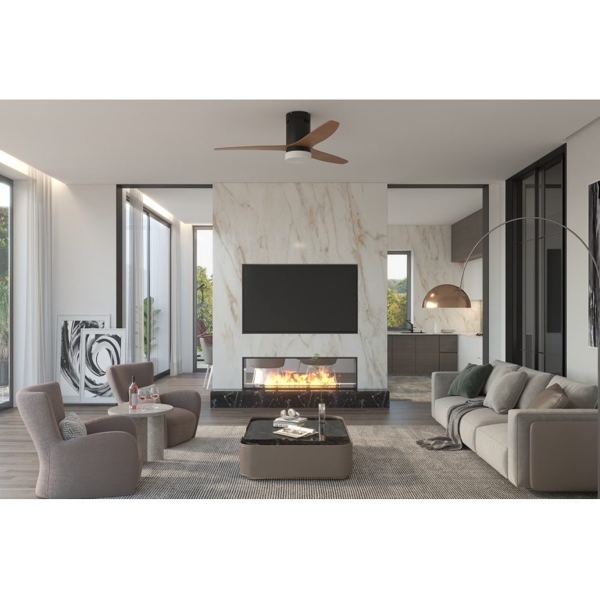 Immax NEO 07142-B - LED Takfläkt  NEO LITE VENTO LED/18W/230V Tuya Wi-Fi svart /trä  + fjärrkontroll
