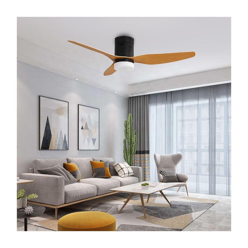Immax NEO 07142-B - LED Takfläkt  NEO LITE VENTO LED/18W/230V Tuya Wi-Fi svart /trä  + fjärrkontroll