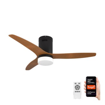 Immax NEO 07142-B - LED Takfläkt  NEO LITE VENTO LED/18W/230V Tuya Wi-Fi svart /trä  + fjärrkontroll