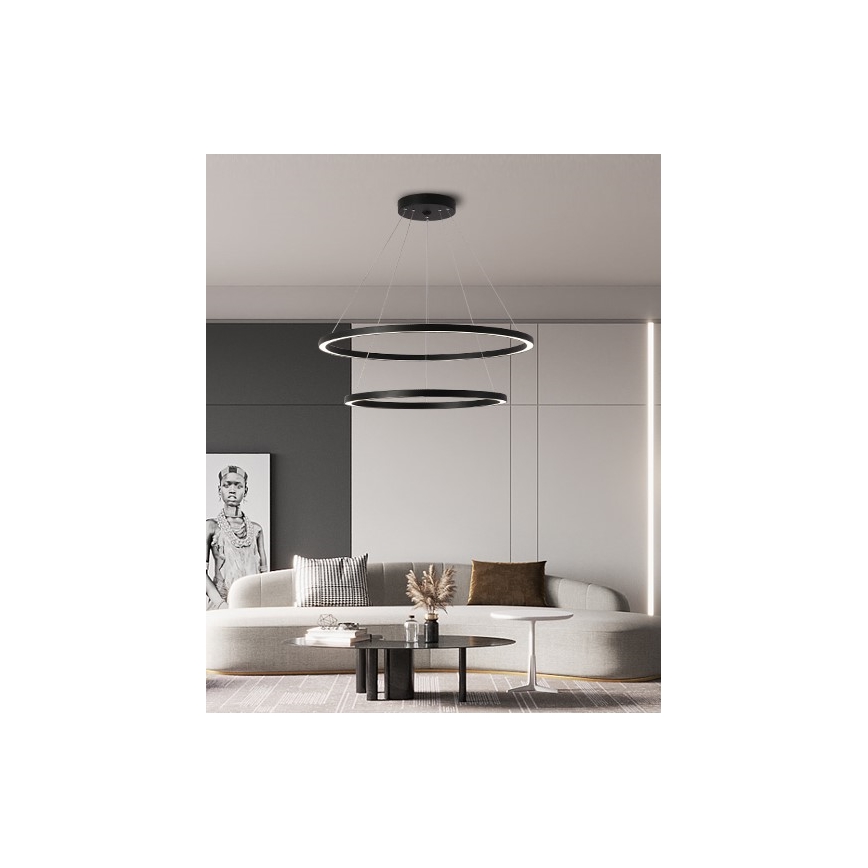 Immax NEO 07158-B80-60 - LED ljusreglerad ljuskrona på snöre FINO LED/93W/230V Tuya svart + fjärrkontroll