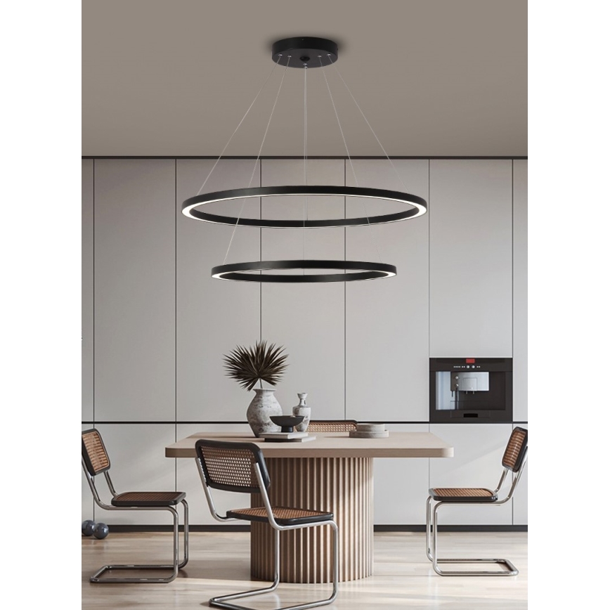 Immax NEO 07158-B80-60 - LED ljusreglerad ljuskrona på snöre FINO LED/93W/230V Tuya svart + fjärrkontroll