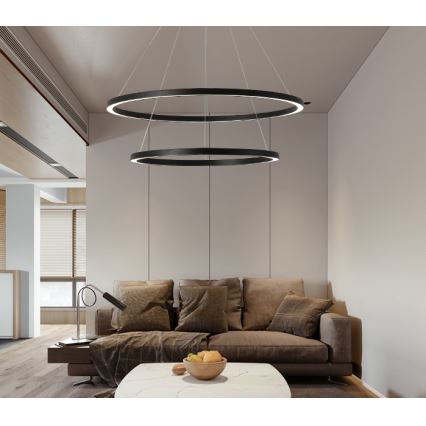 Immax NEO 07158-B80-60 - LED ljusreglerad ljuskrona på snöre FINO LED/93W/230V Tuya svart + fjärrkontroll