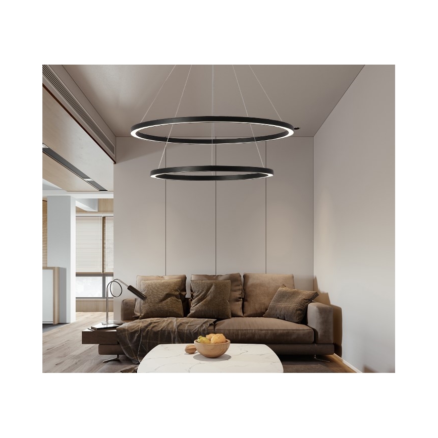 Immax NEO 07158-B80-60 - LED ljusreglerad ljuskrona på snöre FINO LED/93W/230V Tuya svart + fjärrkontroll