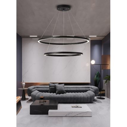 Immax NEO 07158-B80-60 - LED ljusreglerad ljuskrona på snöre FINO LED/93W/230V Tuya svart + fjärrkontroll