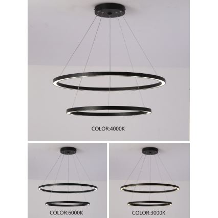 Immax NEO 07158-B80-60 - LED ljusreglerad ljuskrona på snöre FINO LED/93W/230V Tuya svart + fjärrkontroll