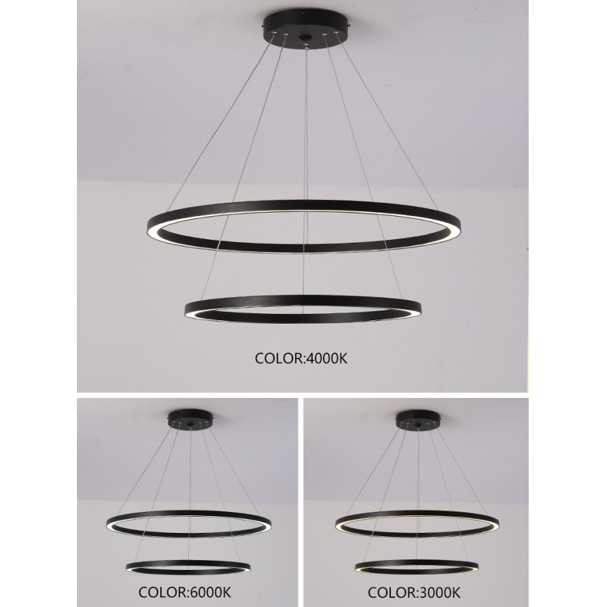 Immax NEO 07158-B80-60 - LED ljusreglerad ljuskrona på snöre FINO LED/93W/230V Tuya svart + fjärrkontroll