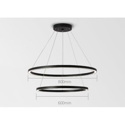 Immax NEO 07158-B80-60 - LED ljusreglerad ljuskrona på snöre FINO LED/93W/230V Tuya svart + fjärrkontroll