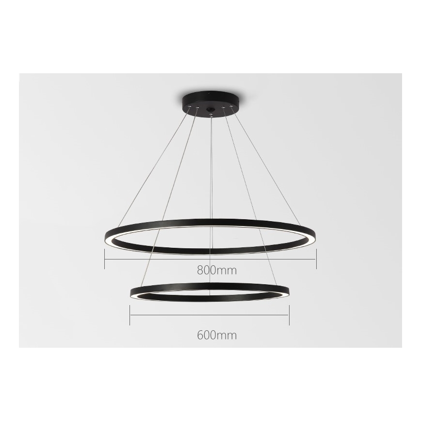 Immax NEO 07158-B80-60 - LED ljusreglerad ljuskrona på snöre FINO LED/93W/230V Tuya svart + fjärrkontroll