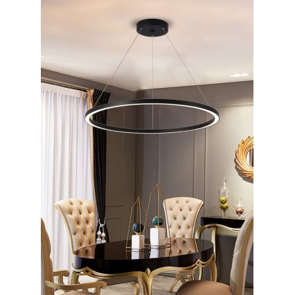 Immax NEO 07158-B80 - LED ljusreglerad ljuskrona på snöre FINO LED/60W/230V Tuya svart + fjärrkontroll