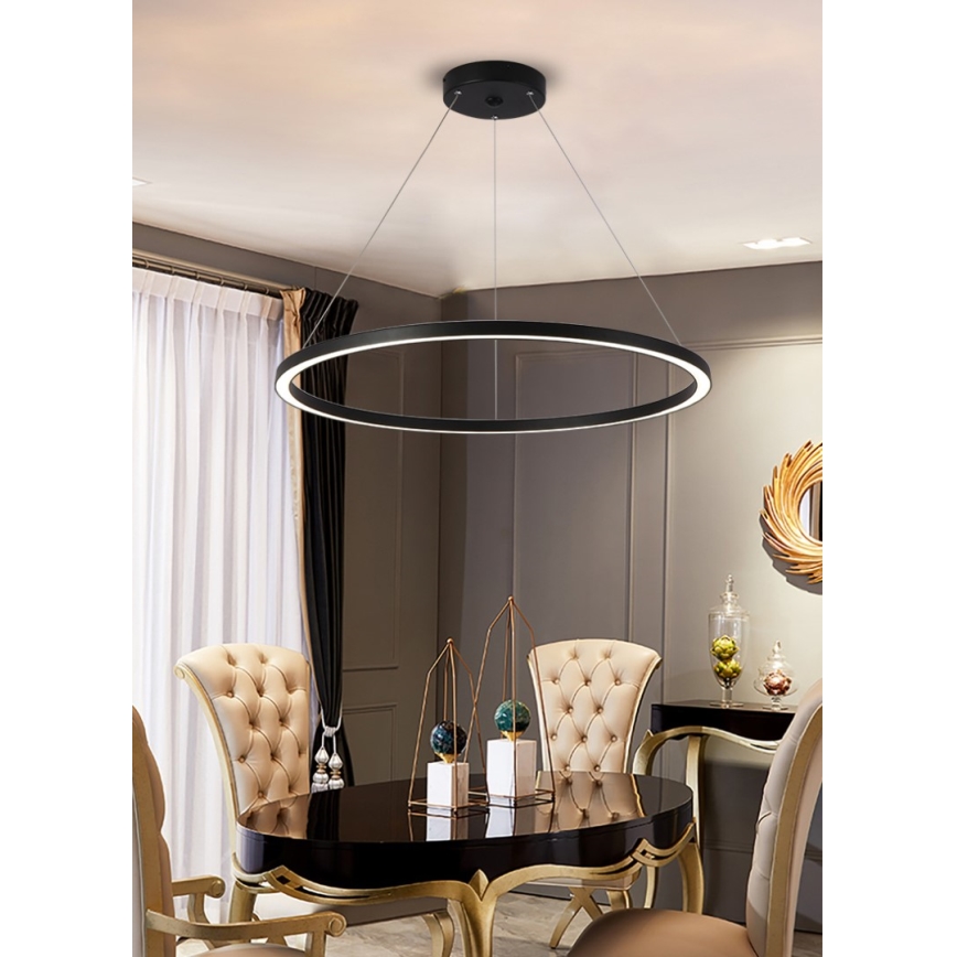 Immax NEO 07158-B80 - LED ljusreglerad ljuskrona på snöre FINO LED/60W/230V Tuya svart + fjärrkontroll