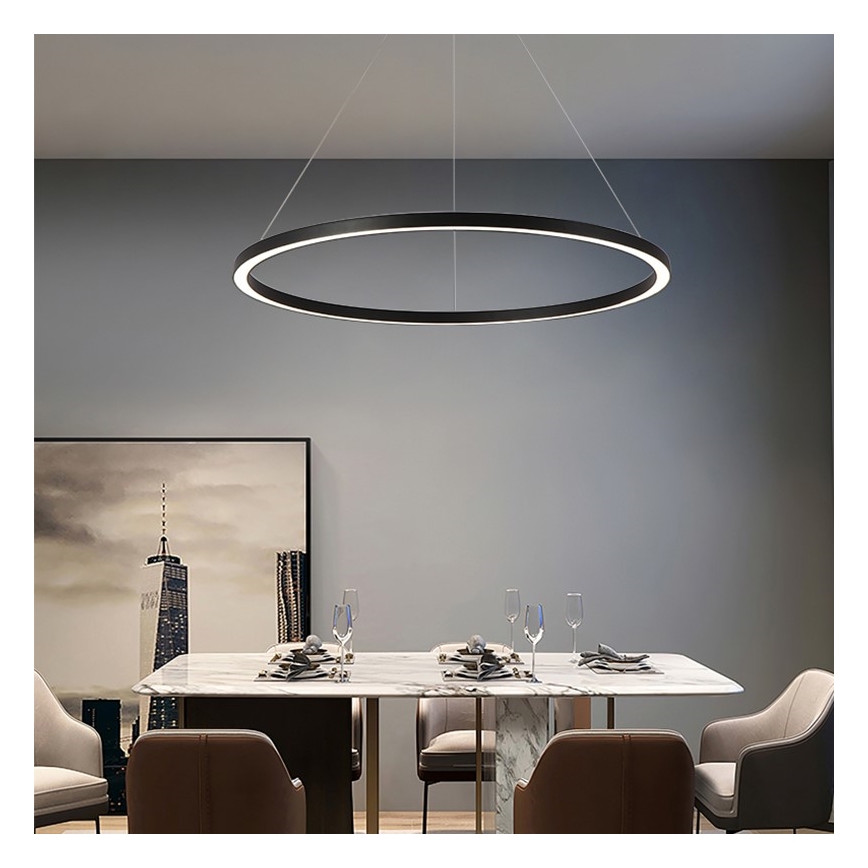 Immax NEO 07158-B80 - LED ljusreglerad ljuskrona på snöre FINO LED/60W/230V Tuya svart + fjärrkontroll