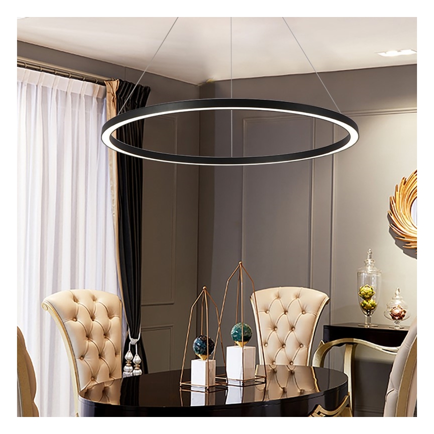 Immax NEO 07158-B80 - LED ljusreglerad ljuskrona på snöre FINO LED/60W/230V Tuya svart + fjärrkontroll