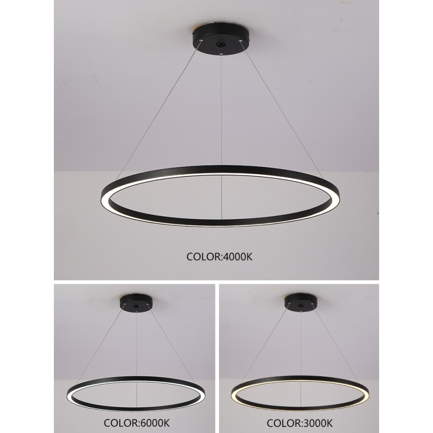 Immax NEO 07158-B80 - LED ljusreglerad ljuskrona på snöre FINO LED/60W/230V Tuya svart + fjärrkontroll