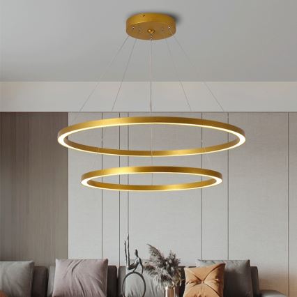 Immax NEO 07159-G80-60 - LED ljusreglerad ljuskrona på snöre FINO LED/93W/230V Tuya gyllene + fjärrkontroll