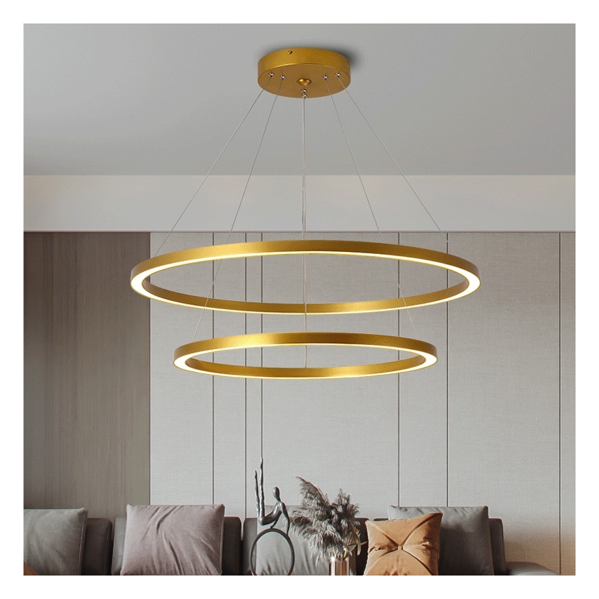 Immax NEO 07159-G80-60 - LED ljusreglerad ljuskrona på snöre FINO LED/93W/230V Tuya gyllene + fjärrkontroll