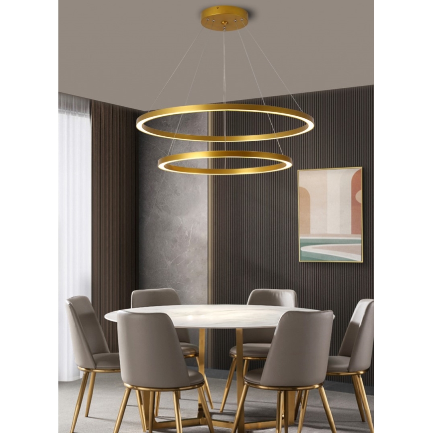 Immax NEO 07159-G80-60 - LED ljusreglerad ljuskrona på snöre FINO LED/93W/230V Tuya gyllene + fjärrkontroll