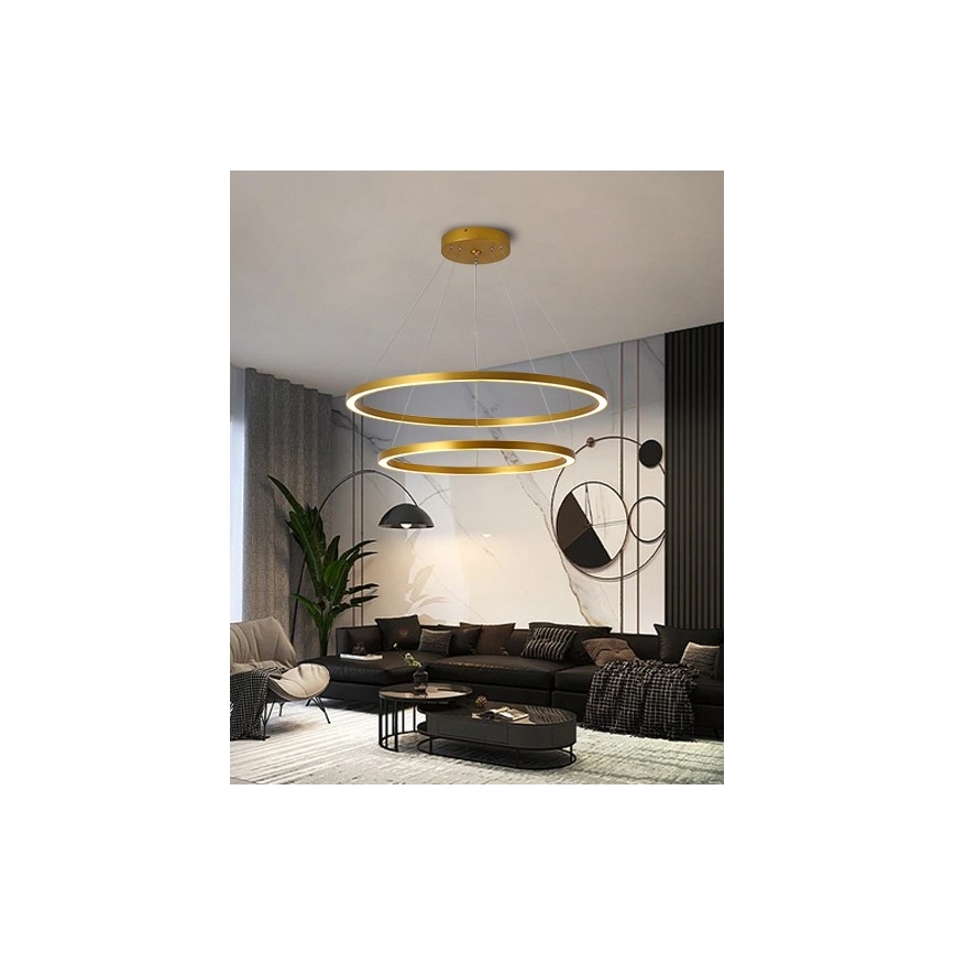 Immax NEO 07159-G80-60 - LED ljusreglerad ljuskrona på snöre FINO LED/93W/230V Tuya gyllene + fjärrkontroll