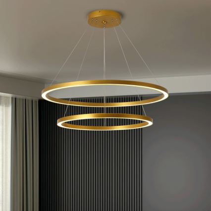 Immax NEO 07159-G80-60 - LED ljusreglerad ljuskrona på snöre FINO LED/93W/230V Tuya gyllene + fjärrkontroll