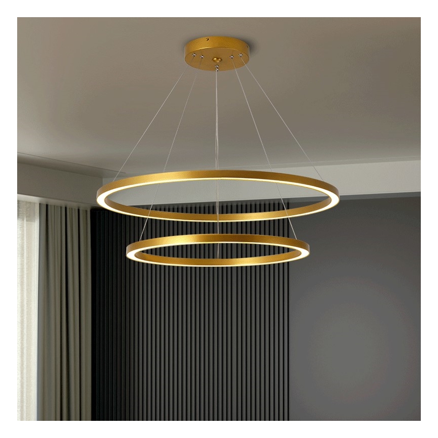 Immax NEO 07159-G80-60 - LED ljusreglerad ljuskrona på snöre FINO LED/93W/230V Tuya gyllene + fjärrkontroll