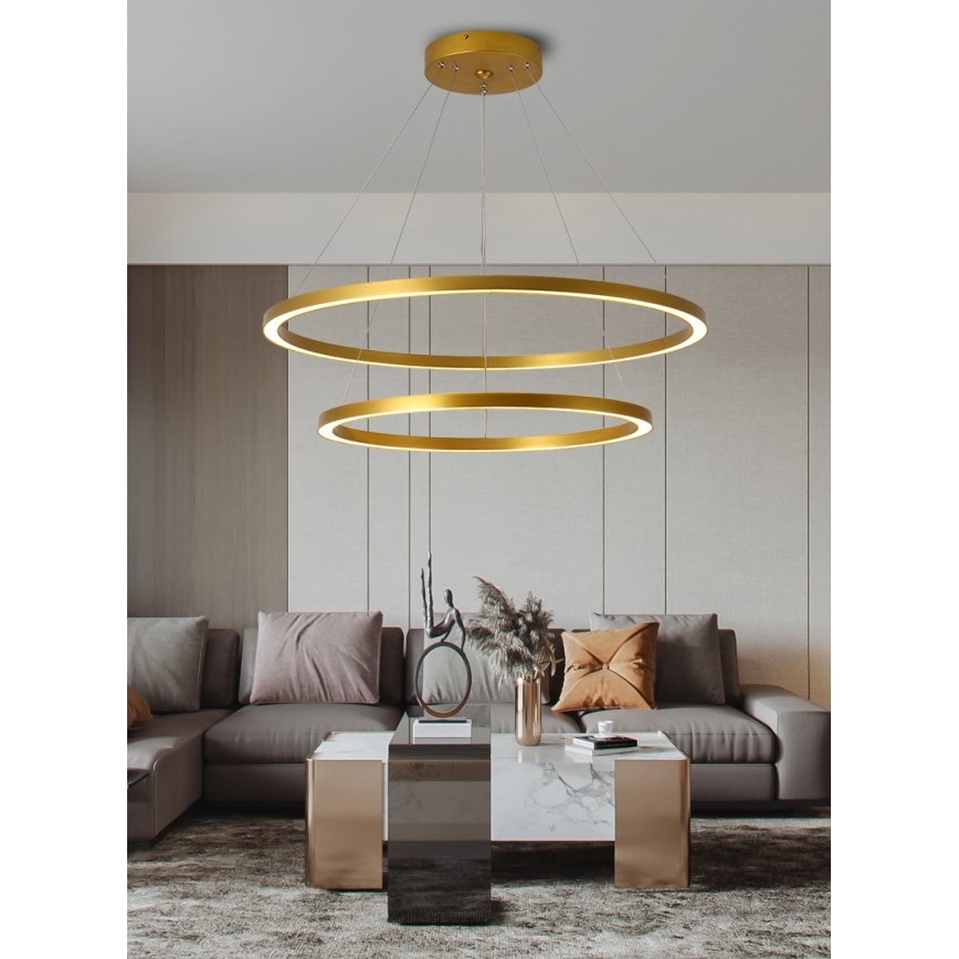 Immax NEO 07159-G80-60 - LED ljusreglerad ljuskrona på snöre FINO LED/93W/230V Tuya gyllene + fjärrkontroll
