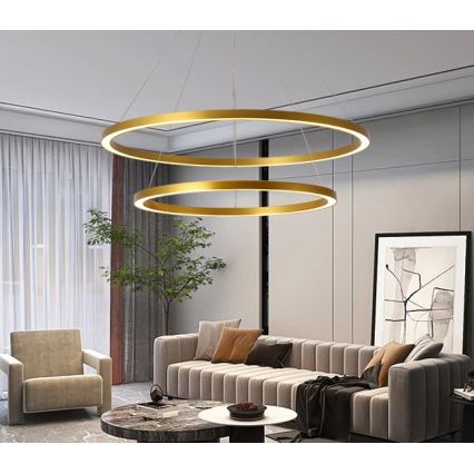 Immax NEO 07159-G80-60 - LED ljusreglerad ljuskrona på snöre FINO LED/93W/230V Tuya gyllene + fjärrkontroll