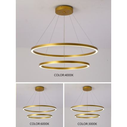 Immax NEO 07159-G80-60 - LED ljusreglerad ljuskrona på snöre FINO LED/93W/230V Tuya gyllene + fjärrkontroll