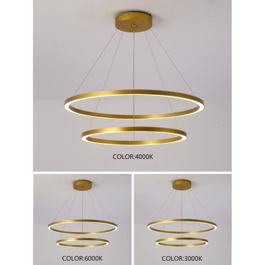 Immax NEO 07159-G80-60 - LED ljusreglerad ljuskrona på snöre FINO LED/93W/230V Tuya gyllene + fjärrkontroll