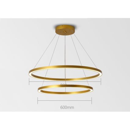 Immax NEO 07159-G80-60 - LED ljusreglerad ljuskrona på snöre FINO LED/93W/230V Tuya gyllene + fjärrkontroll